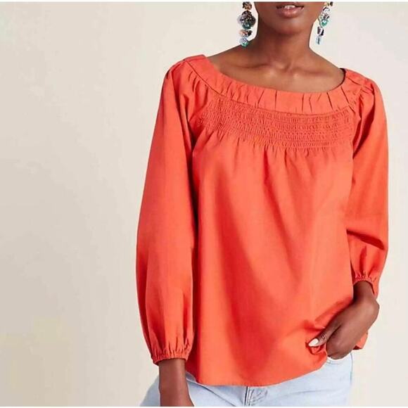 Maeve Anthropologie Jessie Smocked Swing Blouse Size XS - Picture 3 of 16